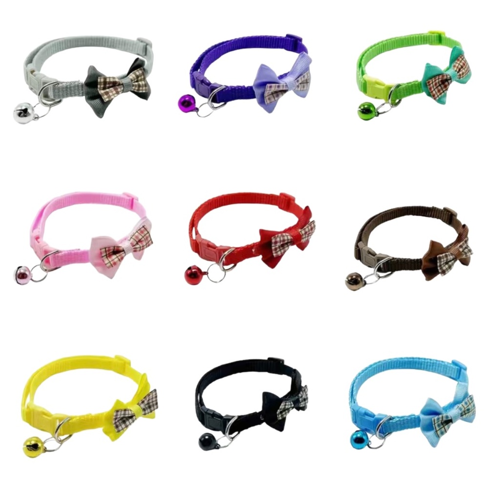 Plaid Bow Adjustable Kitty Cat Or Puppy Breakaway Collar w/ Bell NEW